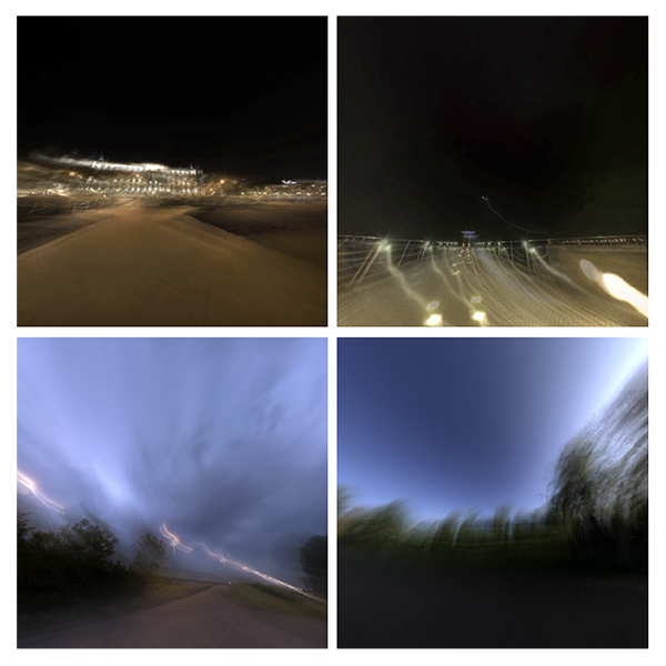Four frames from an animation with complex blur kernels generated by our system for a walking style motion.
