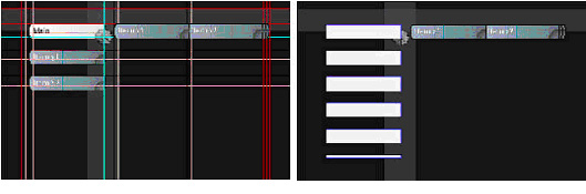 Screenshots of the menu layout grid (left) and the widget layout grid (right).