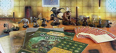 The Dungeons & Dragons Basic Game set from Wizards of the Coast, including props such as maps, handbooks and miniature figurines