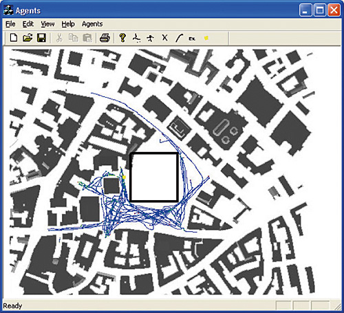 Screenshot of the pedestrian simulation application