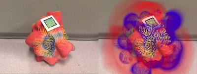 Figure 3: 3D-printed molecular model with markers to add information via augmentation (from ).
