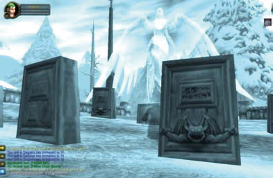 Graveyards or gravestones are an integral part of the geography of several fantasy worlds. In World of Warcraft the avatar respawns in a graveyard, often designed with a gothic flavour. These graveyards and gravestones are visible and visitable also when avatars are alive.