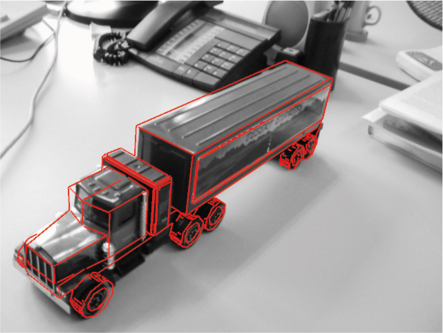Results of the tracking algorithm using a toy truck.