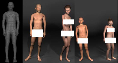 Virtual characters used as sexual stimuli; from left to right, neutral, male adult, female adult, male child and female child
