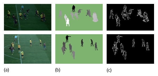 Creation of the inpainting masks. (a) Synthetic images. (b) Virtual depth maps. (c) Areas to inpaint.