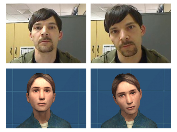 Example screenshots for avatar head movement being controlled by physical rotational movement of the user's head.